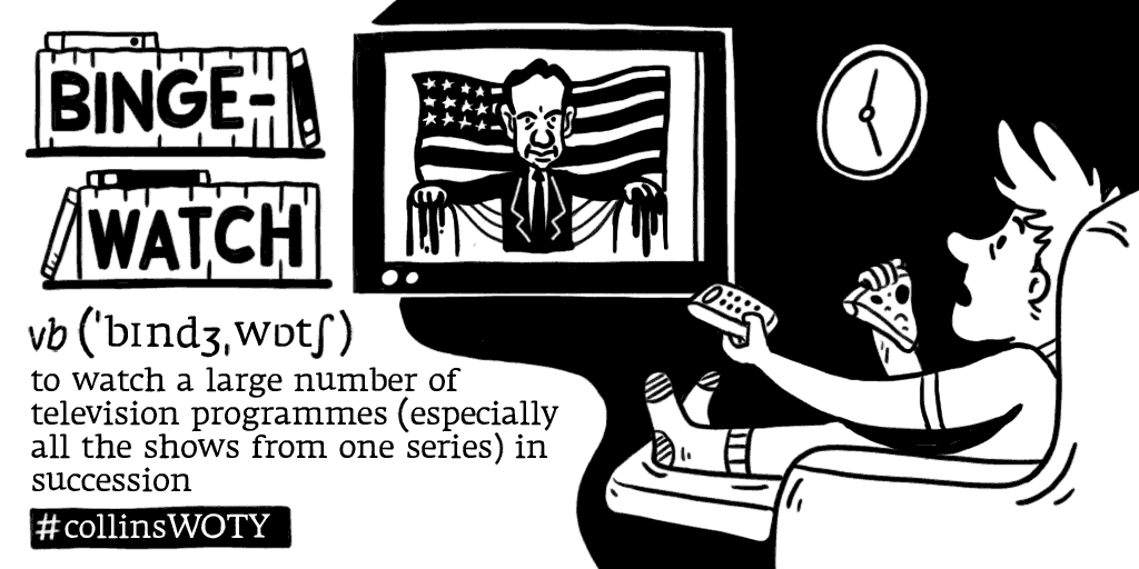 Scriberia 2D animation studio London Collins' word of the year 2015 binge watch social media